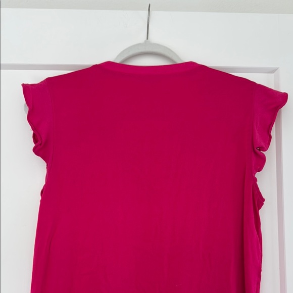 Kate Spade Women's Pink V-Neck Ruffle Sleeve Top M - Picture 9 of 10